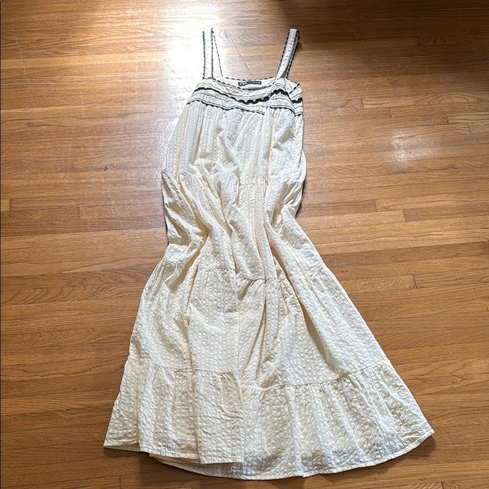 Zara Cream Spaghetti Strap Sundress Maxi
